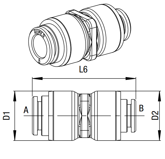 Straight Connector 958P3-8FF AVS Romer / Roemer 367087