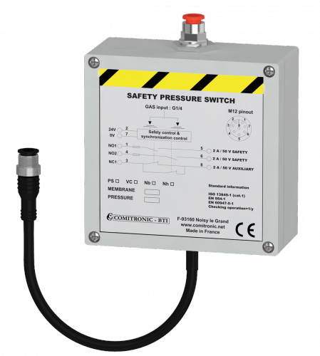 Pressure switch PS-NH-membrane-pressure-CAT1-24ACDC 0.1/10 bars COMITRONIC-BTI 